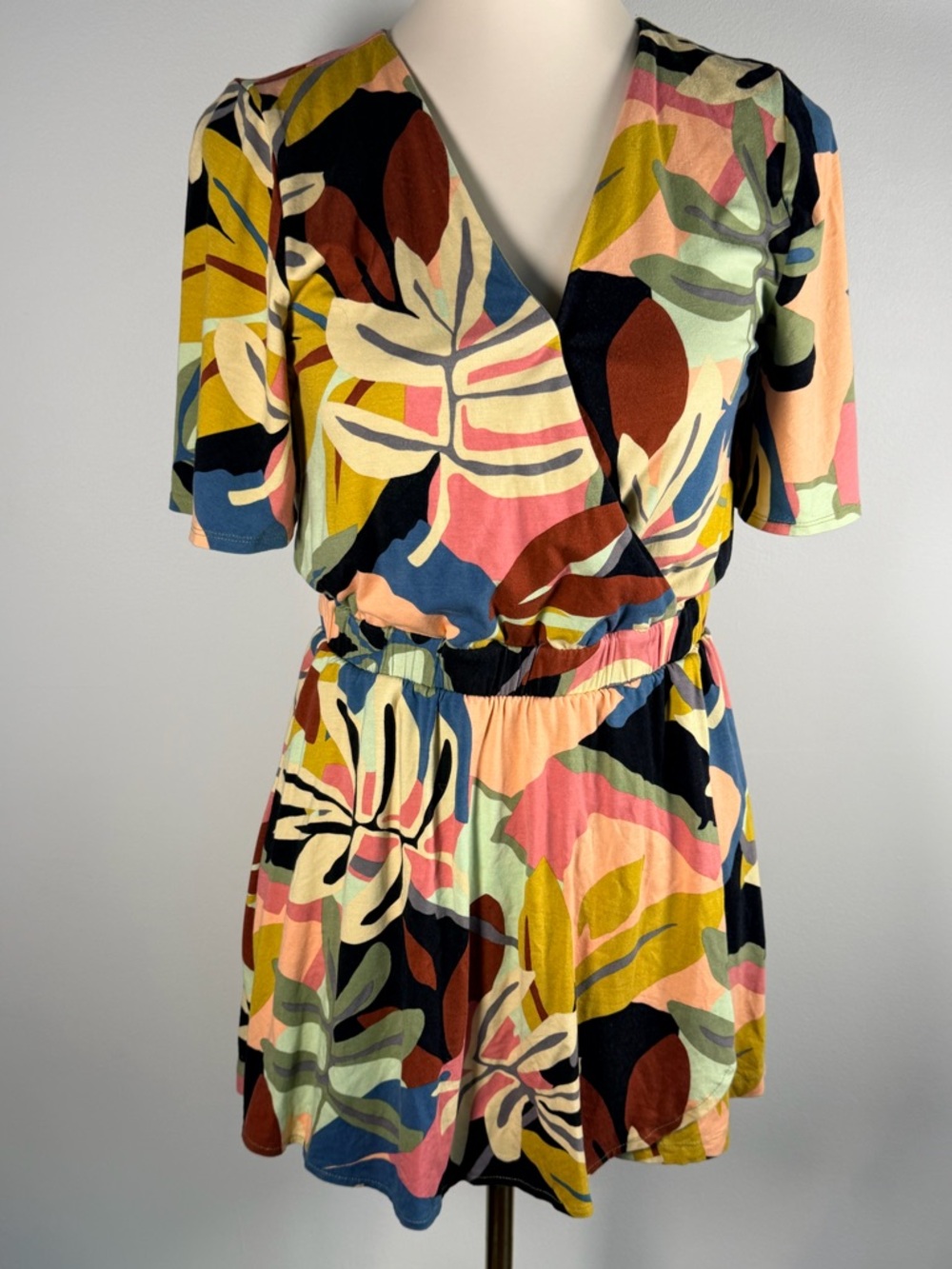 LOFT Multicolor Tropical Print Short Jumpsuit